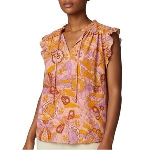 Maison d’Amélie Paisley Short Sleeve Blouse Size L
